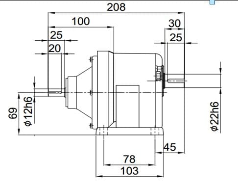 1/4 HP (0.2 kW) RK88LPH (Horizontal)