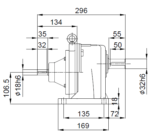 1/2 HP (0.4 kW) RK105LPH (Horizontal)