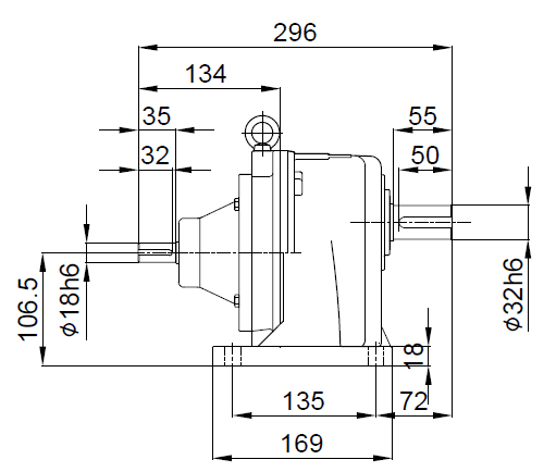 1 HP (0.75 kW) RK135LPH (Horizontal)