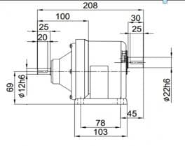 1/4 HP (0.2kW) RK88 LPH (Horizontal)
