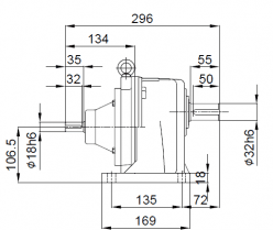 1/2 Hp (0.4 kW) RK105LPH (Horizontal)